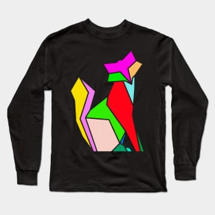 Geometric cat in bright colors. Long Sleeve T-Shirt